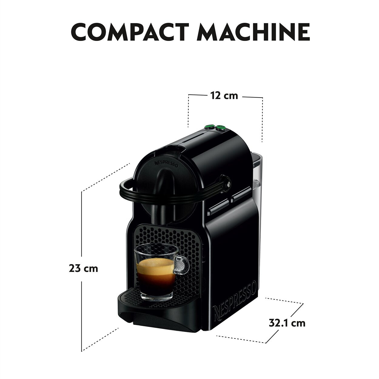 NESPRESSO Inissia D40 Black Coffee MachineKitchen AppliancesWith a tiny footprint, compact, lightweight and equipped with an ergonomic handle, the Nespresso Inissia is a smart little coffee machine to make your life easier. Inissia is available in a full